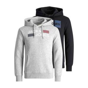 JACK & JONES Mikina  marine modrá / šedý melír / červená třešeň / černá / bílá