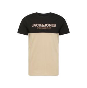 JACK & JONES Tričko  světle hnědá / černá / melounová / bílá