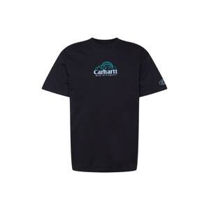 Carhartt WIP Tričko  azurová / světlemodrá / černá