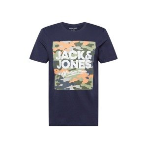 JACK & JONES Tričko 'PETE'  námořnická modř / khaki / meruňková / bílá