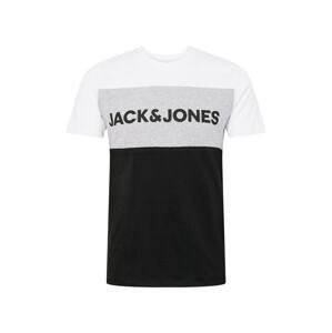 JACK & JONES Tričko  šedá / černá / bílá