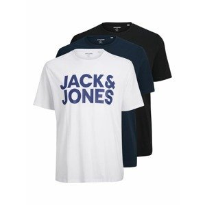 Jack & Jones Plus Tričko  černá / bílá / tmavě modrá