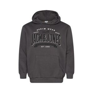 Jack & Jones Plus Mikina  tmavě šedá / černá / bílá