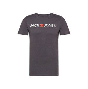 JACK & JONES Tričko  kámen / tmavě oranžová / bílá