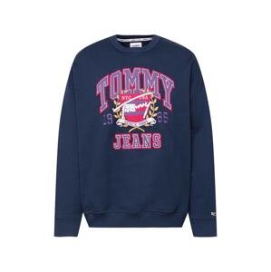 Tommy Jeans Mikina 'College Crew'  noční modrá / fialová / pink / bílá / béžová