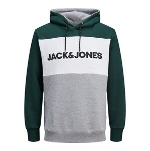 JACK & JONES Mikina  šedý melír / jedle / černá / bílá