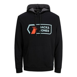 Jack & Jones Plus Mikina 'Logan'  černá / pastelová modrá / červená