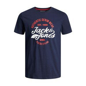 Jack & Jones Plus Tričko 'Brat'  námořnická modř / bílá / grenadina