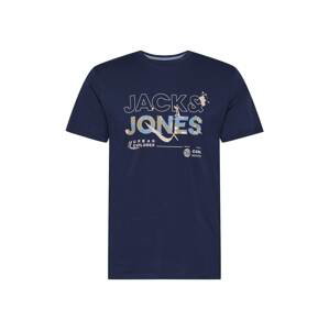 JACK & JONES Tričko 'Game'  námořnická modř / nebeská modř / kouřově šedá / bílá