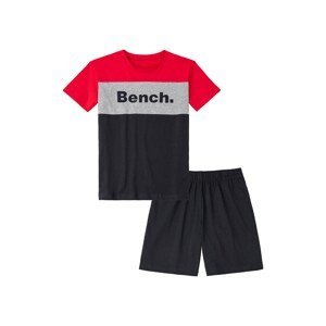 BENCH Pyžamo  šedý melír / svítivě červená / černá