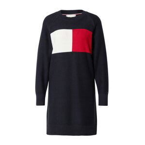 TOMMY HILFIGER Úpletové šaty  tmavě modrá / bílá / červená