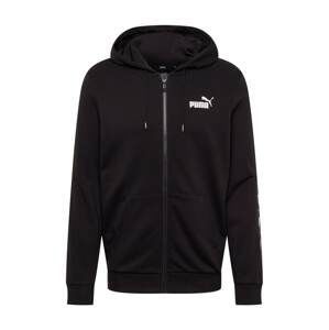 PUMA Mikina s kapucí 'Essentials+'  černá / bílá