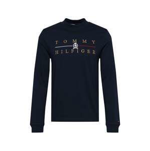 TOMMY HILFIGER Tričko  noční modrá / zlatá / karmínově červené / bílá