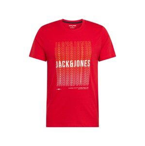 JACK & JONES Tričko 'CYBER'  zlatě žlutá / ohnivá červená / bílá