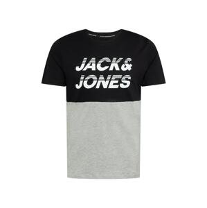 JACK & JONES Tričko 'BREAK'  šedý melír / černá / bílá