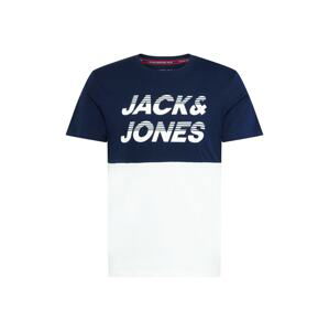 JACK & JONES Tričko 'BREAK'  námořnická modř / bílá