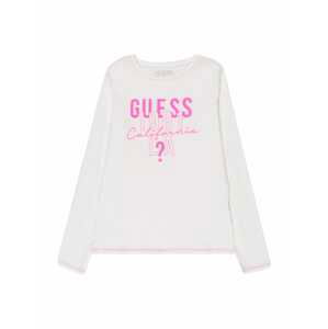 GUESS Tričko  offwhite / svítivě růžová