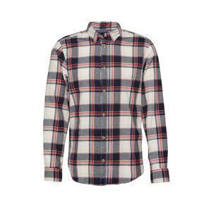 JACK & JONES Košile 'PLAIN LOGAN'  bílá / noční modrá / červená