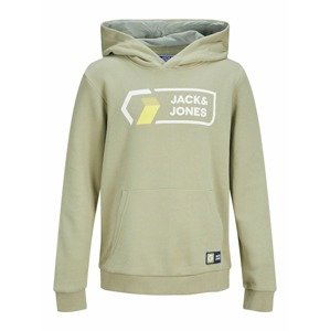 Jack & Jones Junior Mikina  zelená / bílá / žlutá