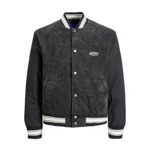 JACK & JONES Přechodná bunda 'Mash Up'  černá džínovina / bílá