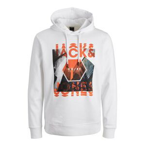 JACK & JONES Mikina 'CALEB'  modrá / světle šedá / tmavě oranžová / černá / bílá