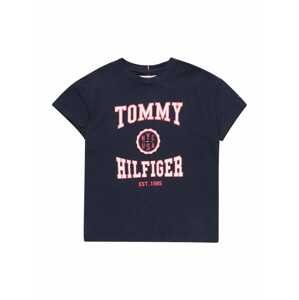 TOMMY HILFIGER Tričko 'Varsity'  námořnická modř / pastelově růžová / červená
