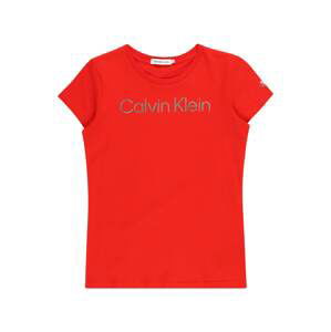 Calvin Klein Jeans Tričko  stříbrně šedá / červená