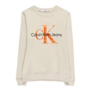 Calvin Klein Jeans Mikina  starobéžová / černá / tmavě oranžová