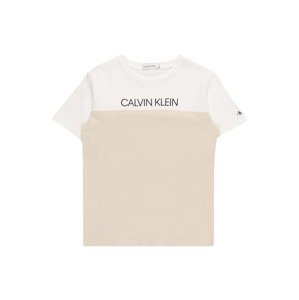 Calvin Klein Jeans Tričko  barva vaječné skořápky / bílá / černá