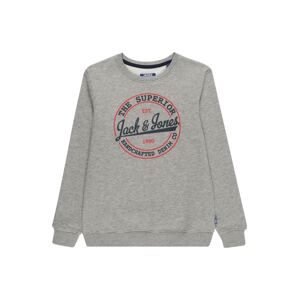 Jack & Jones Junior Mikina 'Brat'  šedý melír / červená / černá