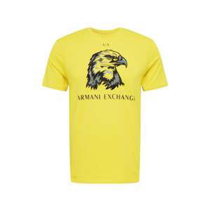 ARMANI EXCHANGE Tričko  limone / černá / kámen