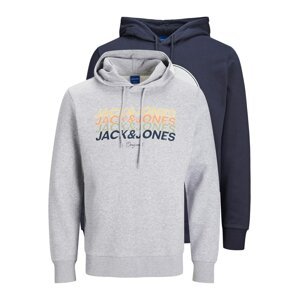 JACK & JONES Mikina 'Brady'  tmavě modrá / žlutá / šedý melír / oranžová / bílá