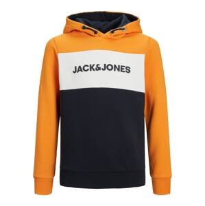 Jack & Jones Junior Mikina  oranžová / bílá / marine modrá