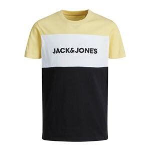 Jack & Jones Junior Tričko  tmavě modrá / světle žlutá / bílá