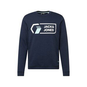 JACK & JONES Mikina 'LOGAN'  námořnická modř / azurová / bílá