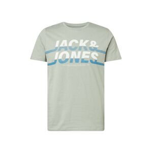 JACK & JONES Tričko 'CHARLES'  modrá / pastelově zelená / bílá
