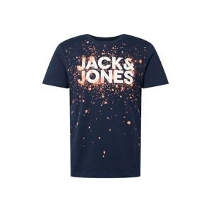 JACK & JONES Tričko  námořnická modř / bílá / oranžová