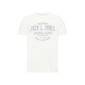 JACK & JONES Tričko  chladná modrá / přírodní bílá