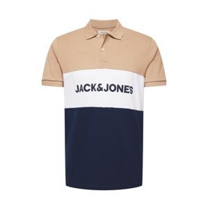 JACK & JONES Tričko  béžová / námořnická modř / bílá