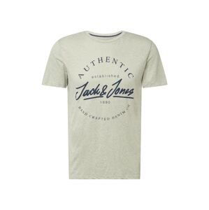 JACK & JONES Tričko 'DUSTY'  starobéžová / tmavě modrá