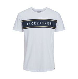 JACK & JONES Tričko 'Mast'  bílá / námořnická modř / žlutá