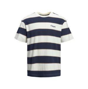 JACK & JONES Tričko  marine modrá / šedobéžová / bílá