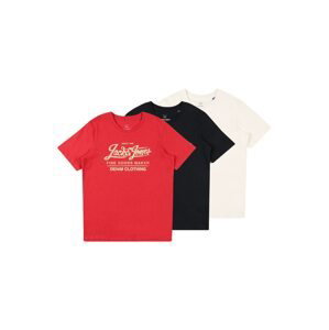 Jack & Jones Junior Tričko  červená / černá / přírodní bílá