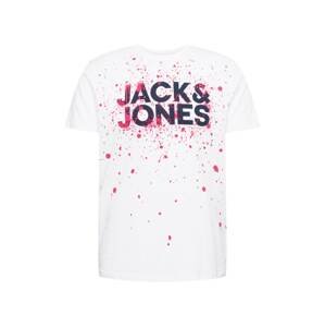 JACK & JONES Tričko  bílá / pink / tmavě modrá