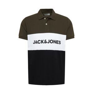 JACK & JONES Tričko  noční modrá / khaki / bílá