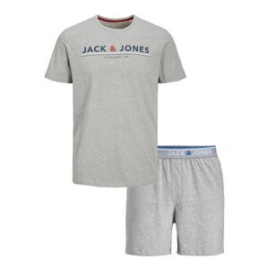 JACK & JONES Pyžamo krátké 'Mont'  šedá / modrá / bílá / červená