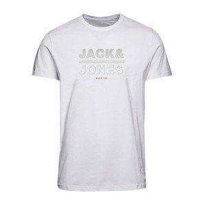 JACK & JONES Tričko 'Gala'  bílá / khaki / červená