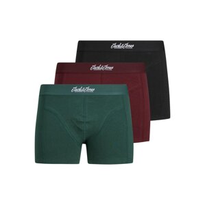 JACK & JONES Boxerky  jedle / burgundská červeň / černá / bílá