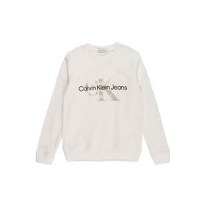 Calvin Klein Jeans Mikina  béžová / černá / barva bílé vlny