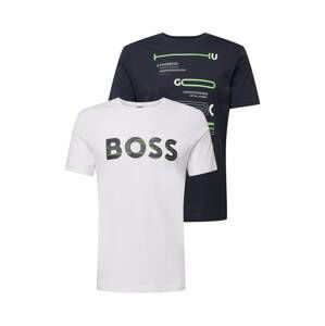 BOSS Green Tričko  noční modrá / světle zelená / černá / offwhite